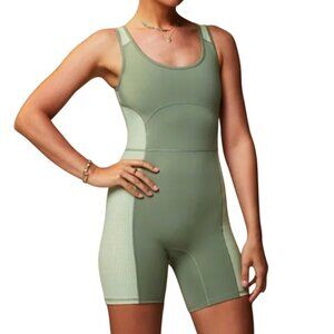 NEW Fabletics Green One Piece Workout Romper Open Back Stretch size 2X